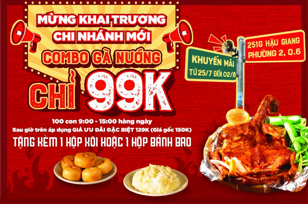 Combo gà nướng nguyên con 99K
