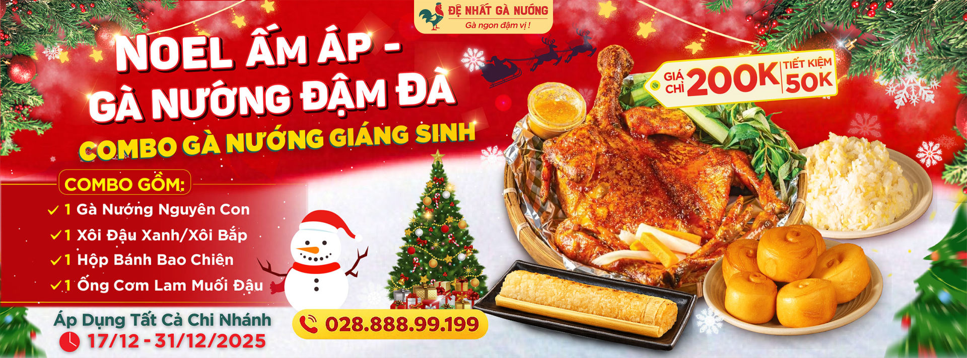 Đón Giáng Sinh Cùng Combo Gà Nướng Đệ Nhất Chỉ 200k 4 Món