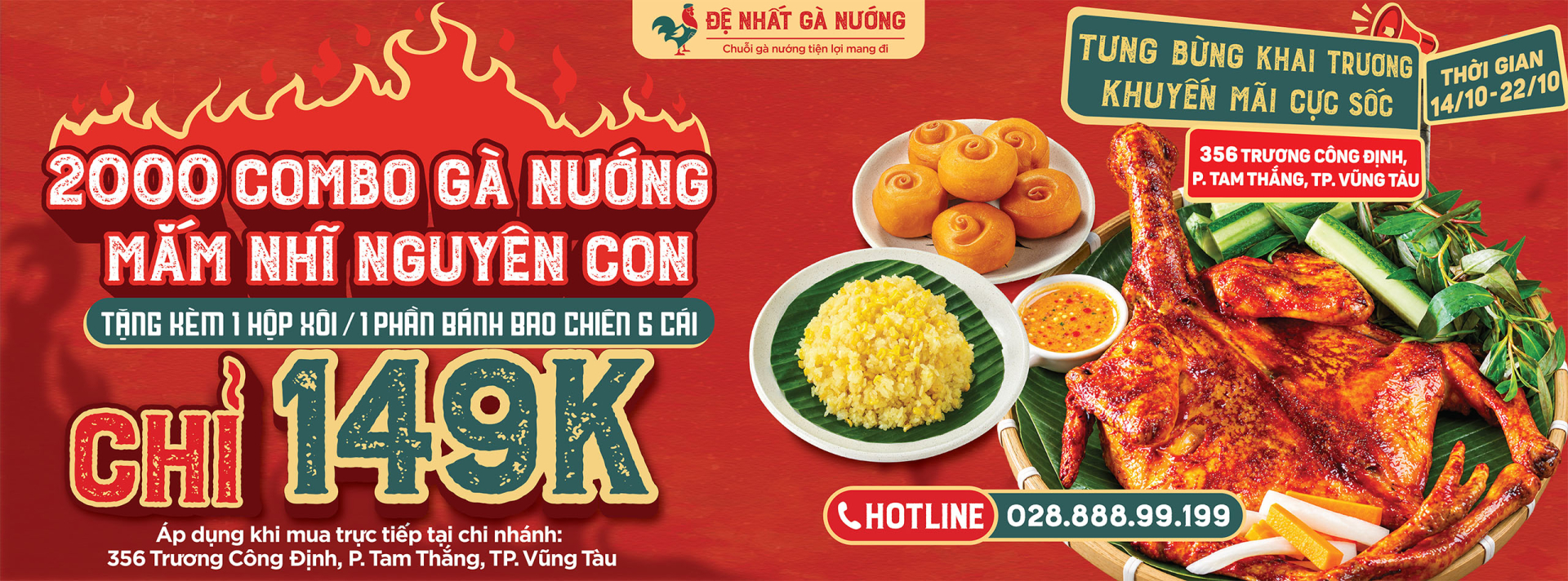 Khai trương Đệ Nhất Gà Nướng Vũng Tàu: 2.000 combo gà nướng mắm nhĩ 149K