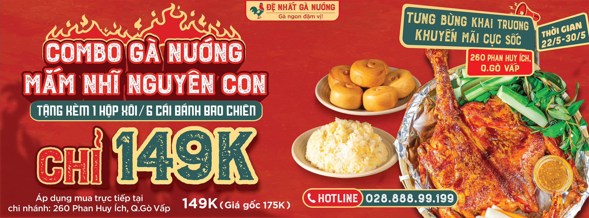 Đệ Nhất Gà Nướng 260 Phan Huy Ích Ưu Đãi Khai Trương Combo 149K