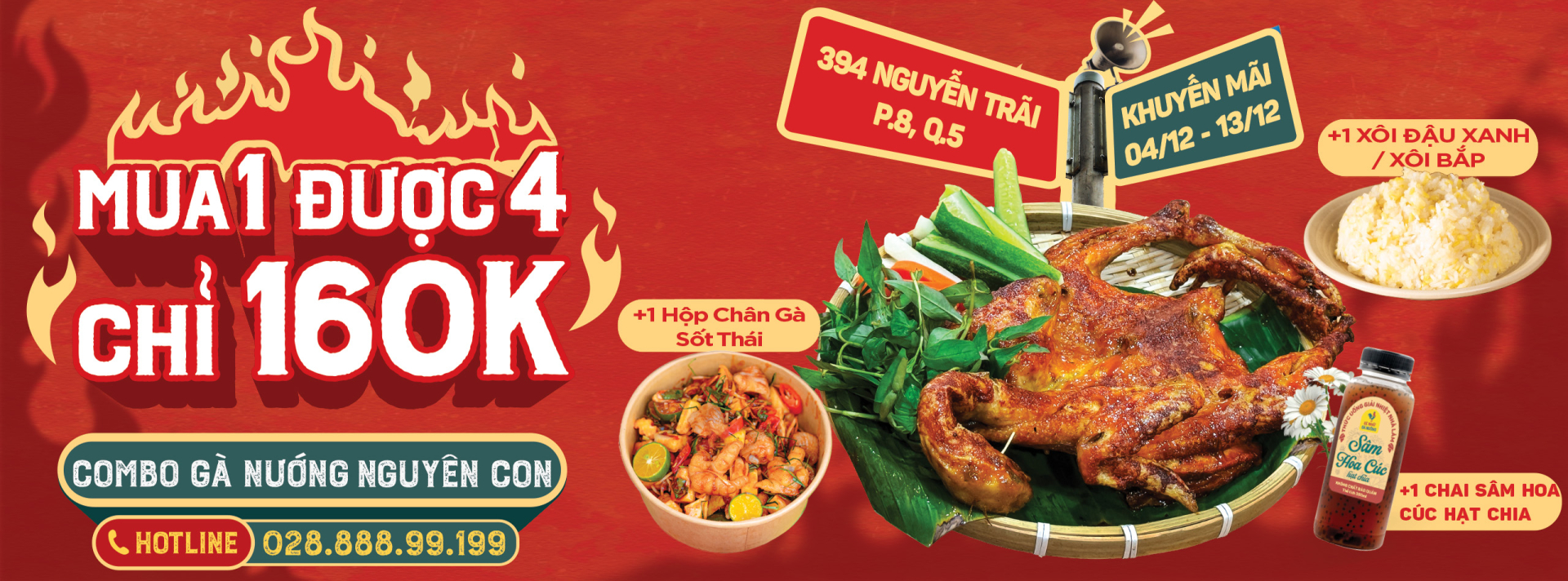 Khuyến Mãi Mua 1 Được 4 tại Đệ Nhất Gà Nướng 394 Nguyễn Trãi Quận 5