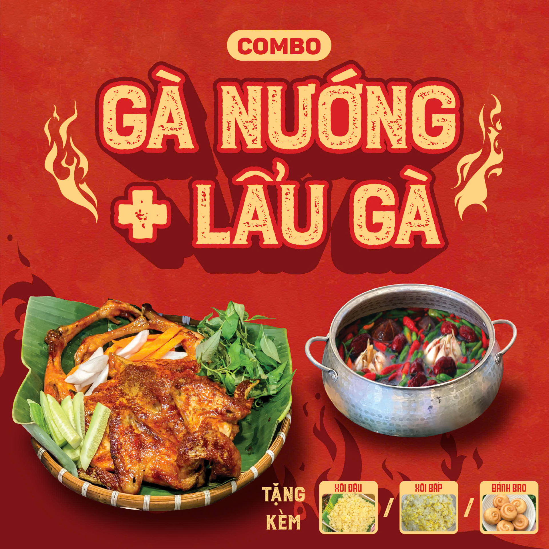 COMBO GÀ NƯỚNG + LẨU GÀ