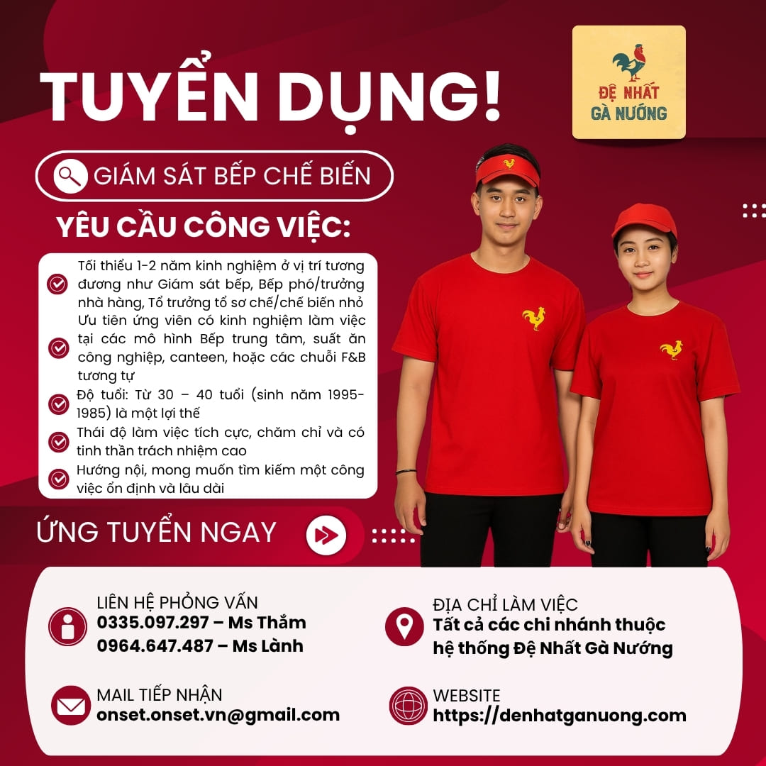 Tuyển Dụng Giám Sát Bếp Chế Biến